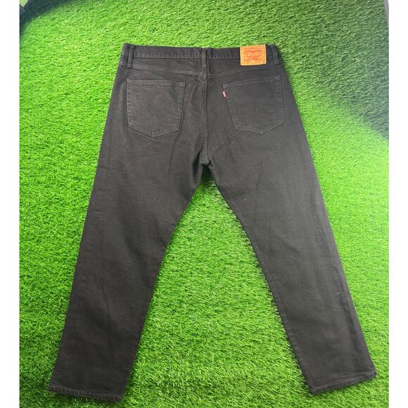 Levi’s Premium Mens 501 Black Button Fly Jeans 36x32 Straight Leg Denim Fit Slim - Picture 2 of 16